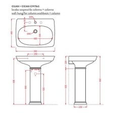 Керамическая раковина 68 см Artceram Civitas, white glossy (CIL001 01;00)