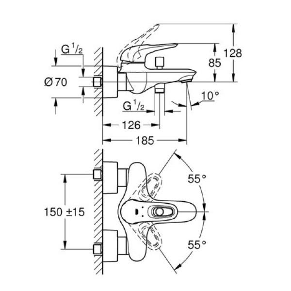 Смеситель для ванны Grohe Eurostyle 33591LS3