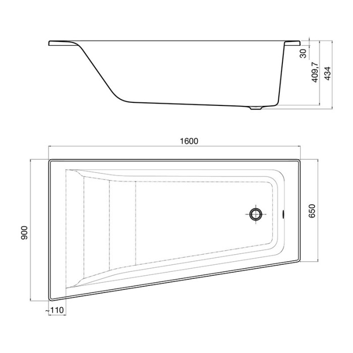 Ванна акриловая 160*90см ROCA EASY A248411000 с ножками