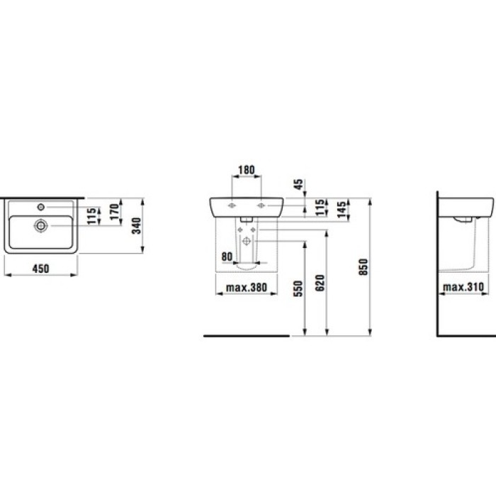 Раковина Laufen Pro A H8119510001041 Раковина Laufen Pro A H8119510001041