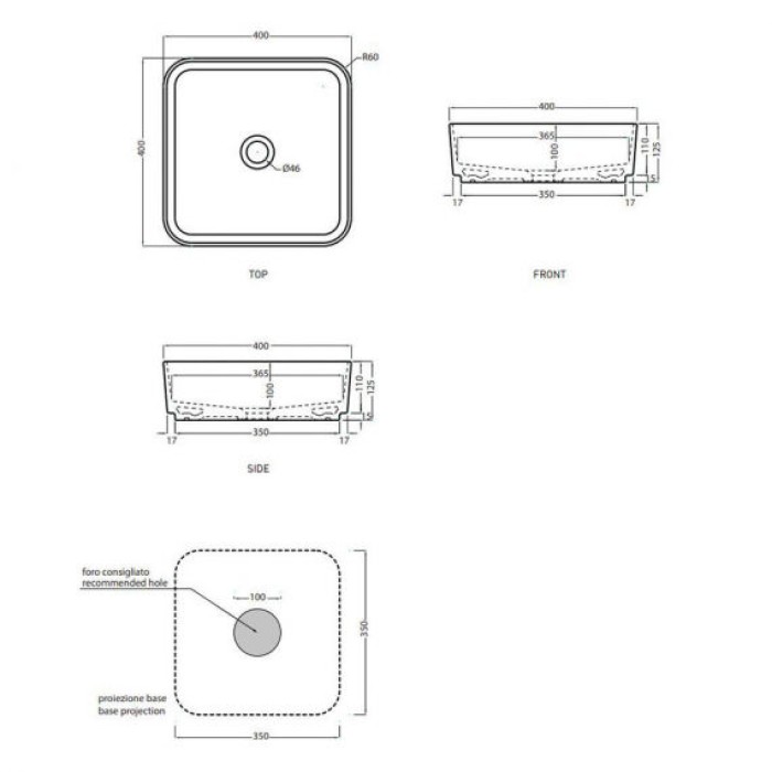 Раковина накладная 40 см Cielo Shui Comfort