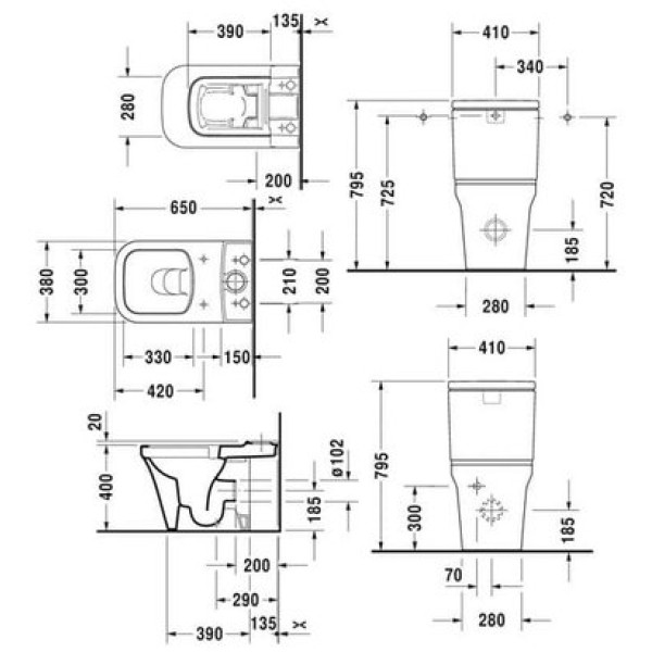 Плитка керамогранит Унитаз Duravit Rimless P3 Comforts 2163090000 для пола
