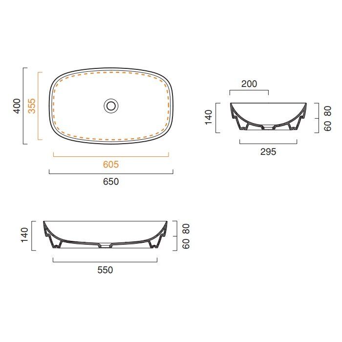 Керамическая раковина 65 см Catalano Green Lux, nero satinato