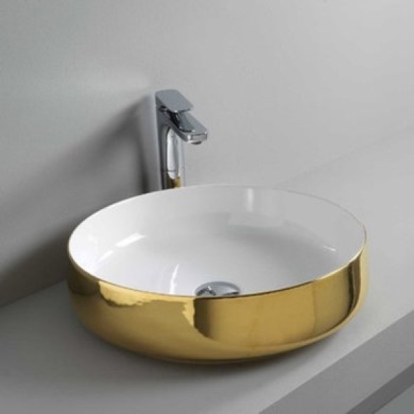 Керамическая раковина 48 см Artceram Cognac, white glossy/gold bicolor (COL002 01;56)