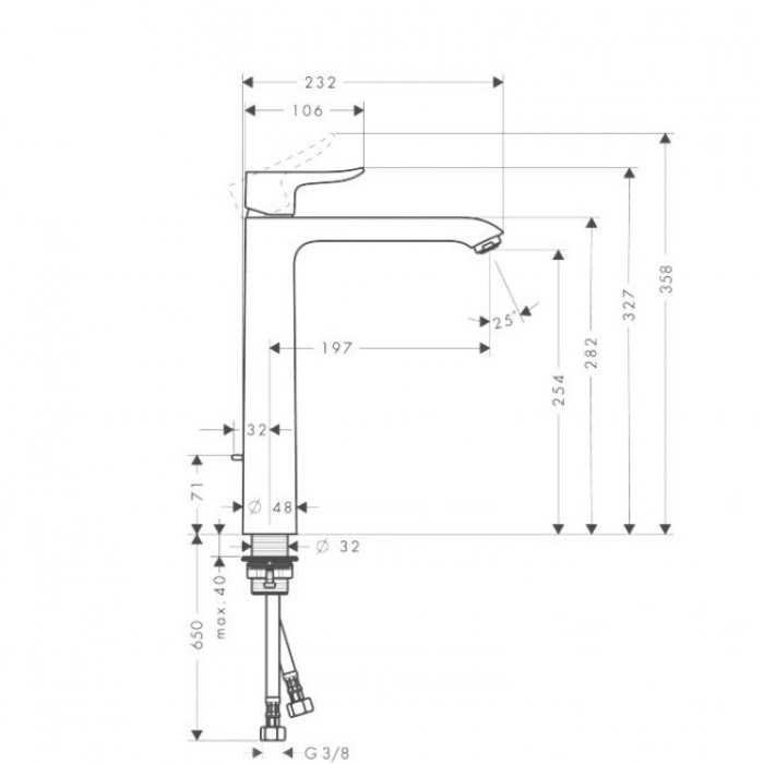 Смеситель для раковины Hansgrohe Metris 260 (31184000) без донного клапана