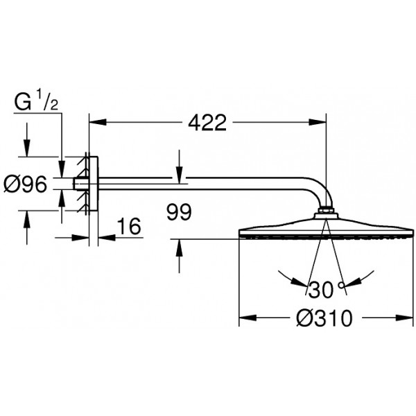 Плитка керамогранит Grohe Rainshower 310 Mono Верхний душ 26557000 для пола