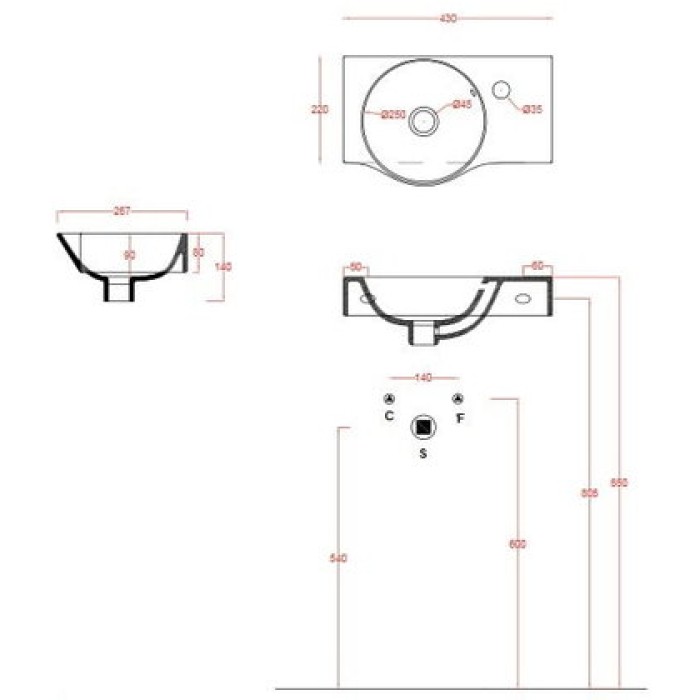 Керамическая раковина 43 см Artceram Lavamani, white glossy (LML001 01;00)