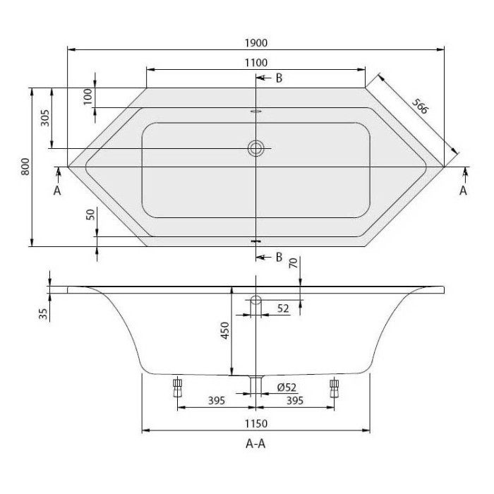 Ванна акриловая Villeroy&Boch Subway UBA190SUB6V-01