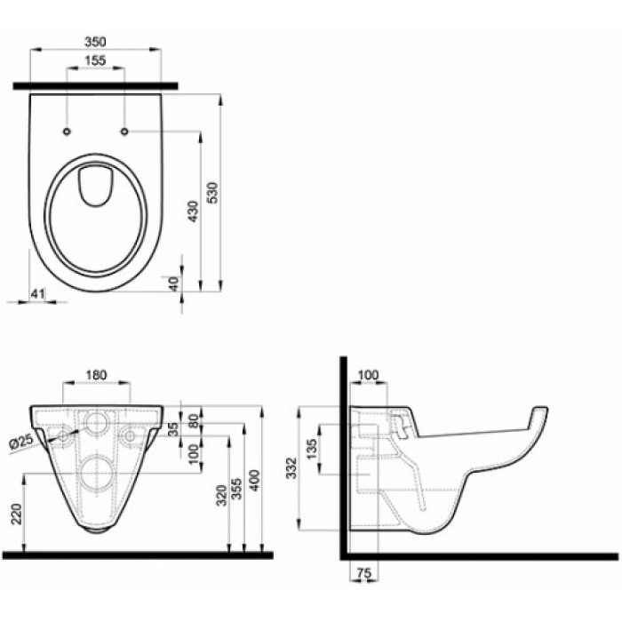 Унитаз подвесной Kolo Nova Pro (M33100000)без сиденья