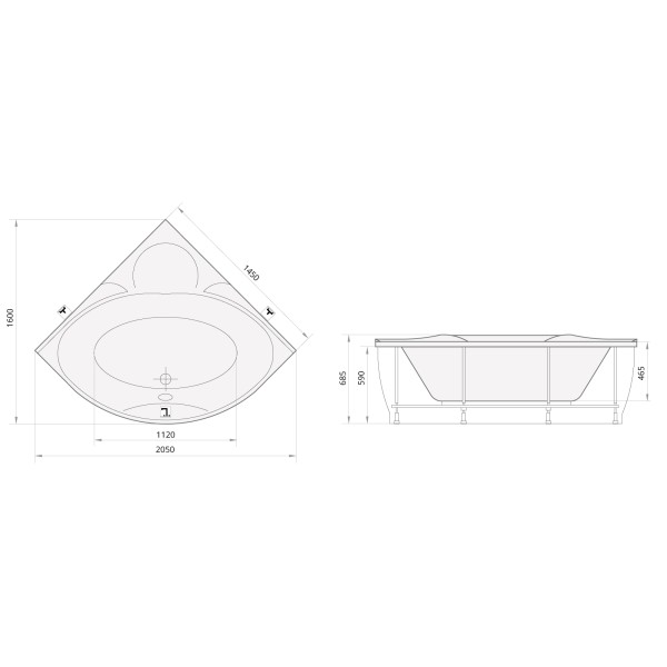 Ванна акриловая PAA Bolero 1450x1450x590