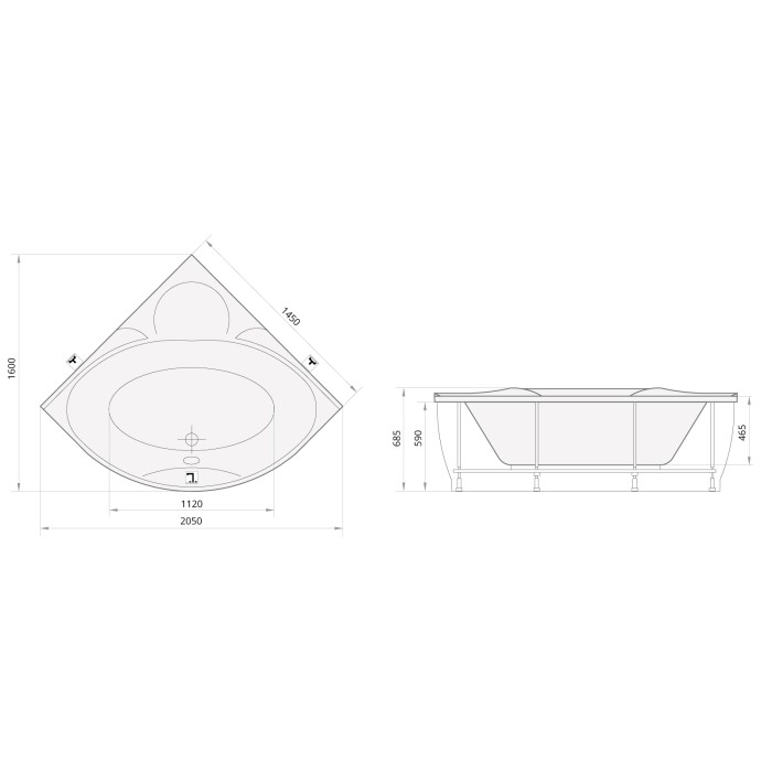 Ванна акриловая PAA Bolero 1450x1450x590