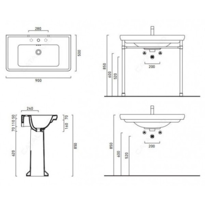 Керамическая раковина 90 см Catalano Canova Royal