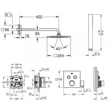 Плитка керамогранит Grohe Grohtherm Cube Rainshower Allure 230 душевая система 3450600A для пола