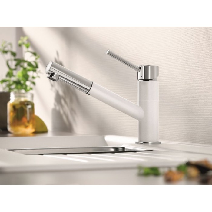 Смеситель кухонный Blanco KANO-S белый/хром 525040