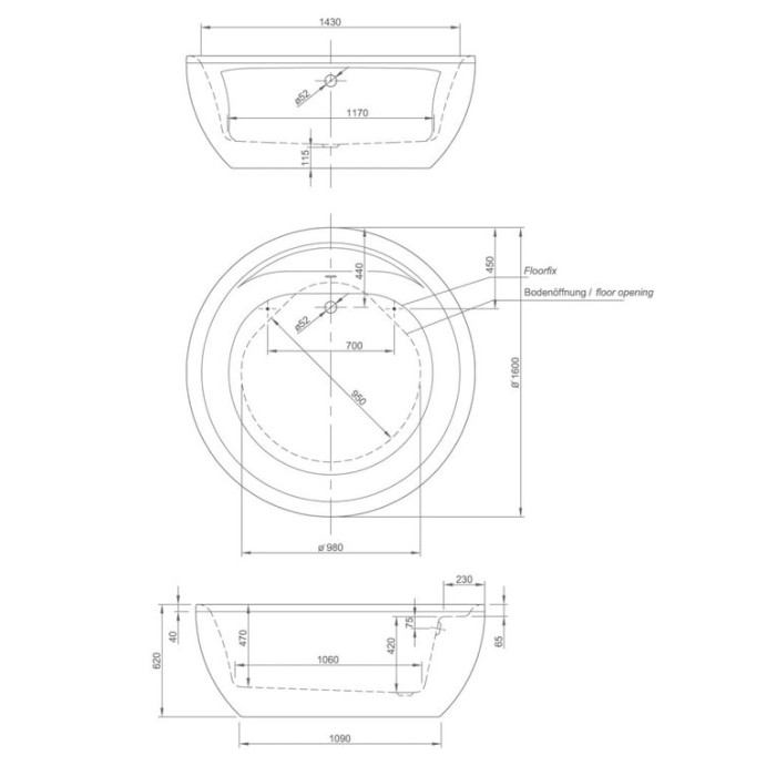 Ванна акриловая круглая Knief Club 160 см (0100-075) Ванна акриловая круглая Knief Club 160 см (0100-075)