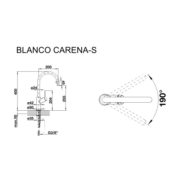 Смеситель кухонный Blanco CARENA - S хром 520767