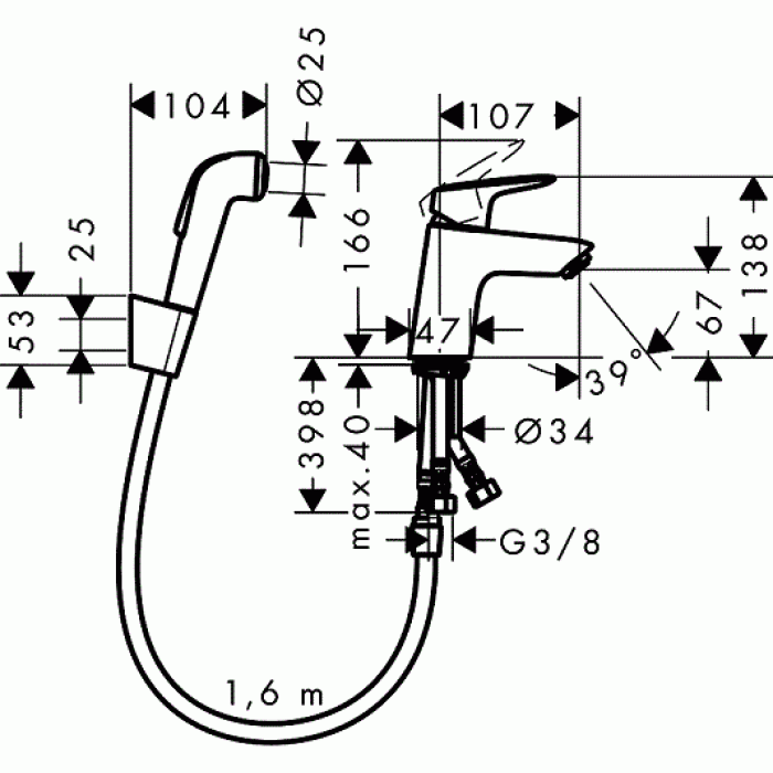 Смеситель с гигиеническим душем Hansgrohe Logis 71290000