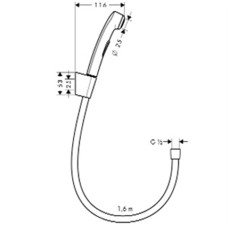 Гигиенический ручной душ Hansgrohe Bidette 32128000 с держателем и шлангом 1,6 м