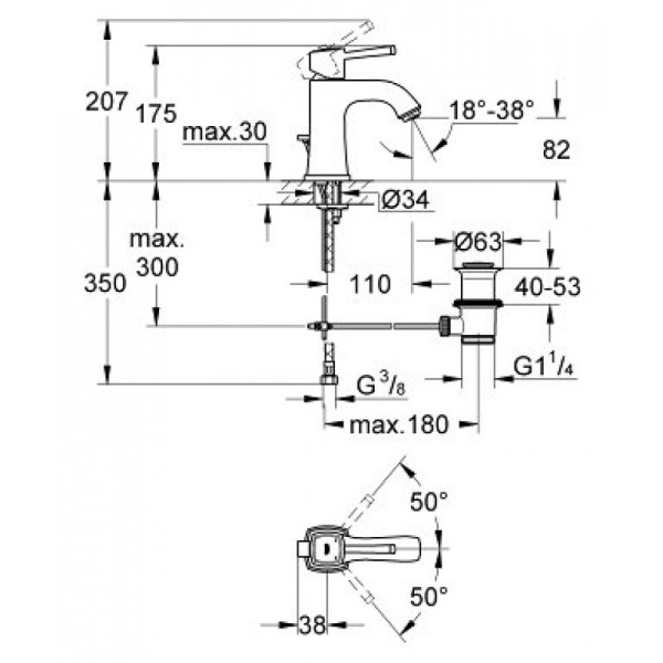 Grohe Grandera Смеситель для раковины с донным клапаном (23303DA0)