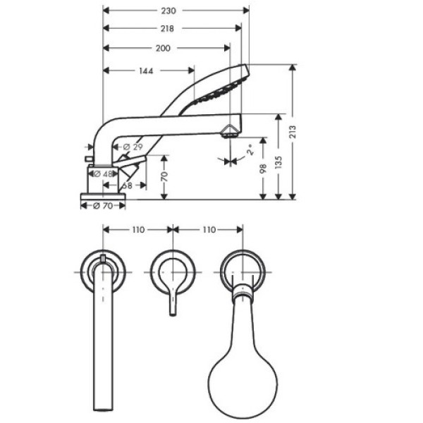 Смеситель для ванны Hansgrohe Talis S 72416000