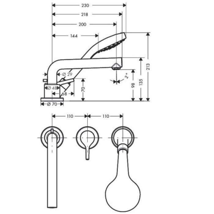 Смеситель для ванны Hansgrohe Talis S 72416000