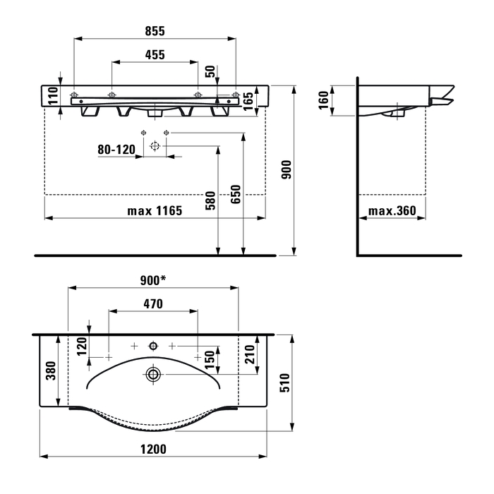 Умывальник мебельный Laufen Palace H8127040001041