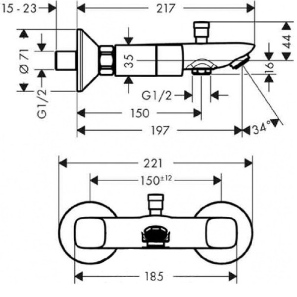 Смеситель для ванны Hansgrohe Logis 71243000