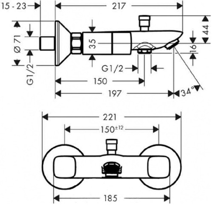 Смеситель для ванны Hansgrohe Logis 71243000