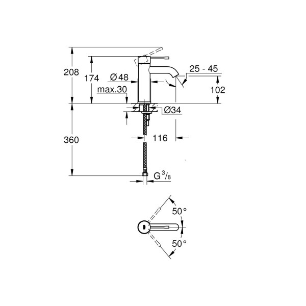 Grohe Essence New Смеситель однорычажный для раковины S-Size (23590A01)