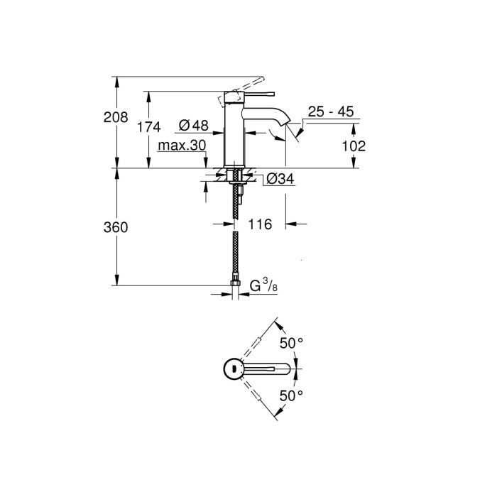 Grohe Essence New Смеситель однорычажный для раковины S-Size (23590A01)