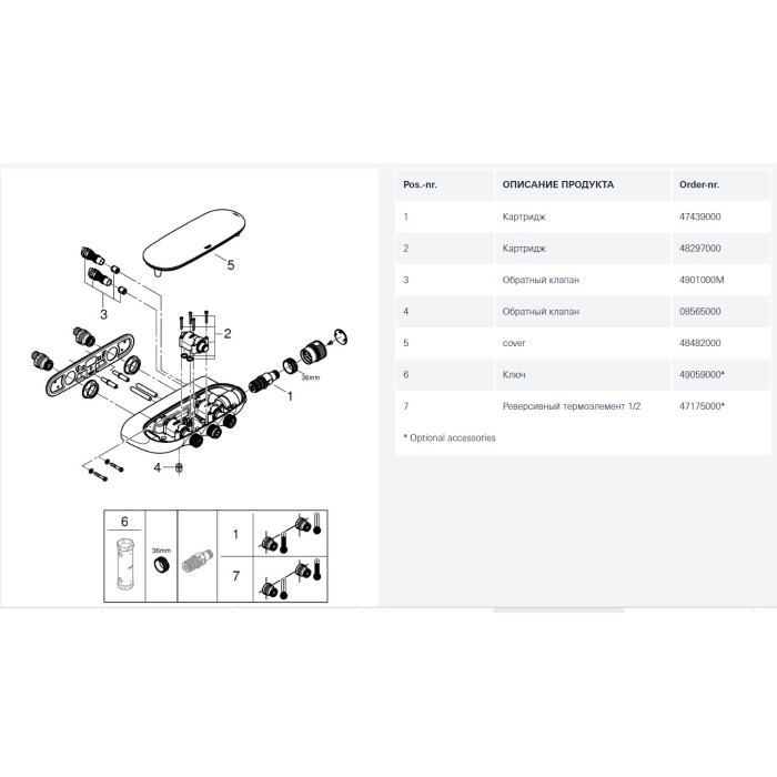 Термостат для душа GROHE Grohtherm SmartControl 3 выхода (34713000)