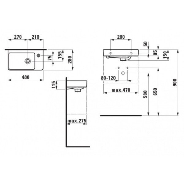 Раковина Laufen Pro S H8159540001041 правий