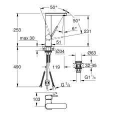 Grohe Plus Смеситель однорычажный для раковины L-Size (23843003)