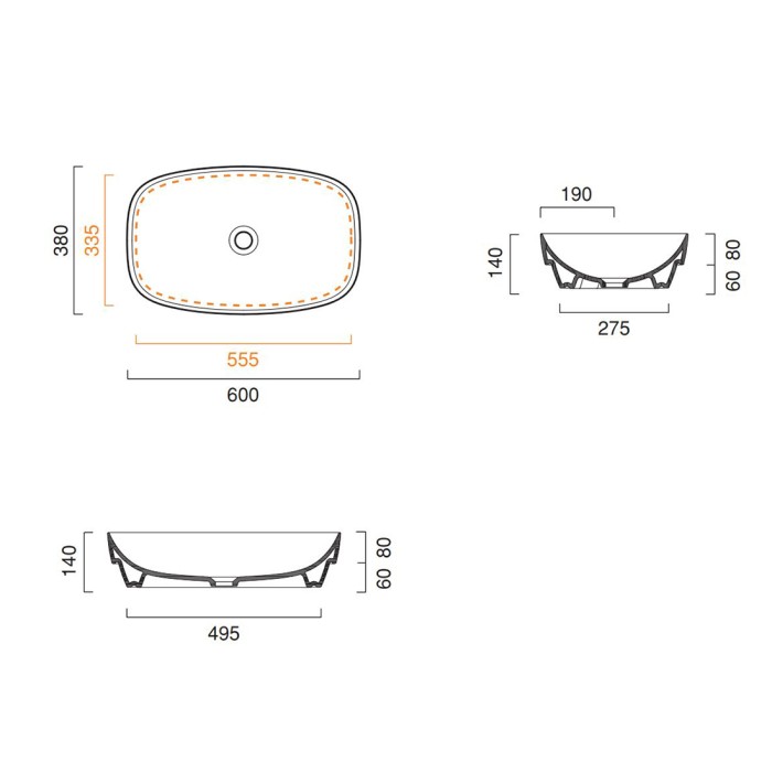 Керамическая раковина 60 см Catalano Green Lux, cemento satinato