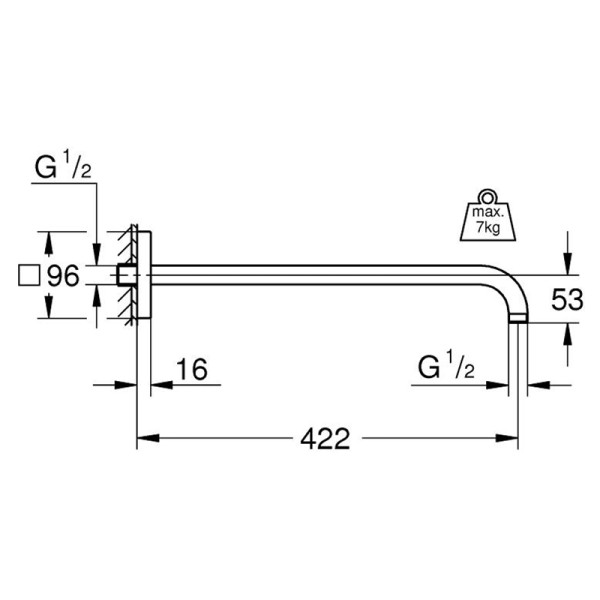 Плитка керамогранит Grohe Rainshower Душевой кронштейн 422 мм (26145000) для пола