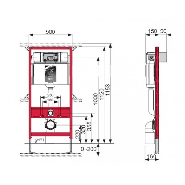 Инсталляция TECE base 9400000 с панелью смыва TECE base белая Инсталляция TECE base 9400000 с панелью смыва TECE base белая