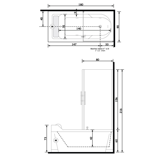 Gruppo Treesse Alba Box Easy Ванна 180x90x217 см Gruppo Treesse Alba Box Easy Ванна 180x90x217 см
