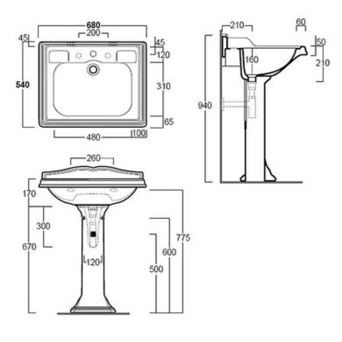 Керамическая раковина 68 см Simas Arcade AR 824