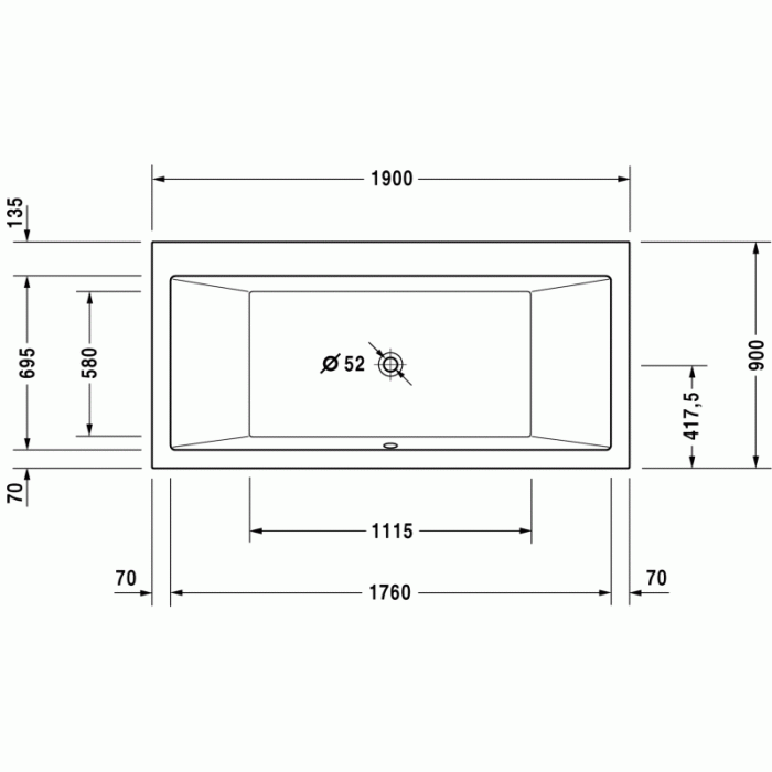 Vero ванна прямоугольная 190 см 700136000000000 в интернет-магазине «Estet Room»