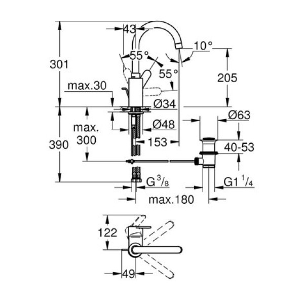 Смеситель для раковины Grohe Eurostyle cosmopolitan L-Size 23043002