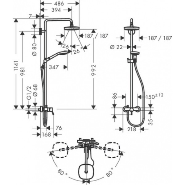 Душевая система Hansgrohe Croma Select E (27258400)