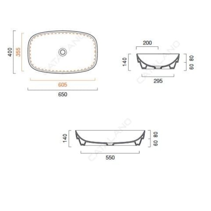 Керамическая раковина 65 см Catalano Green Lux