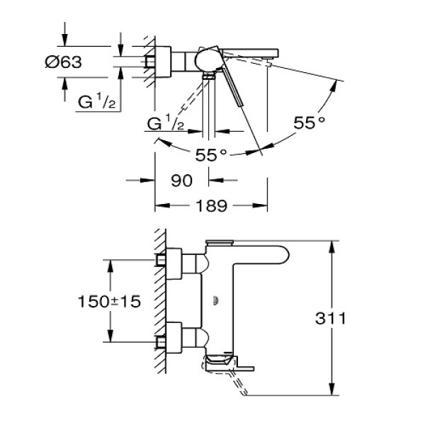 Grohe Plus Смеситель однорычажный для ванны (33553003)