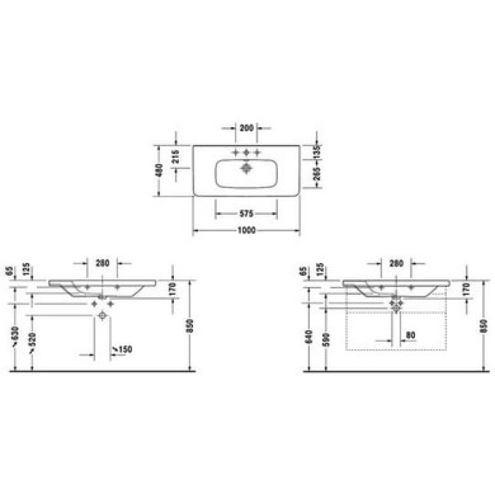 Плитка керамогранит Керамическая раковина 100 см Duravit DuraStyle 2320100000 для пола