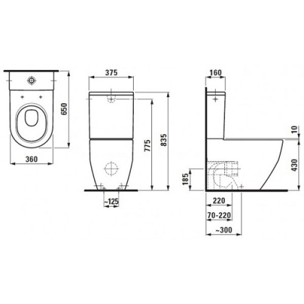 Унитаз Laufen Pro с покрытием LCC (H8259524000001) без бачка и сиденья