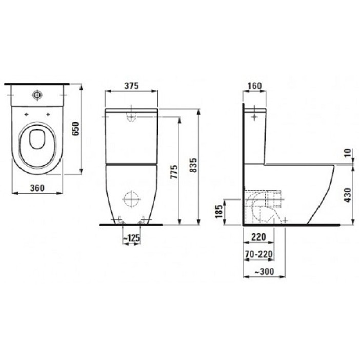 Унитаз Laufen Pro с покрытием LCC (H8259524000001) без бачка и сиденья