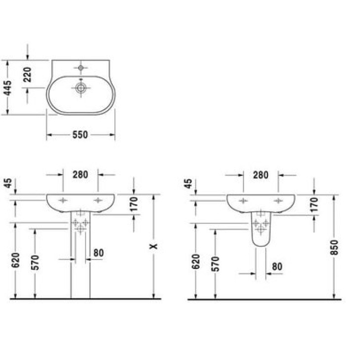 Плитка керамогранит Керамическая раковина 55 см Duravit Bathroom Foster 0419550000 для пола