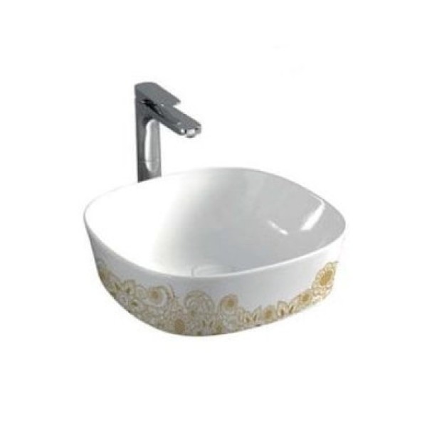 Керамическая раковина 42 см Artceram Ghost, white glossy/gold (GHL001 01;15)
