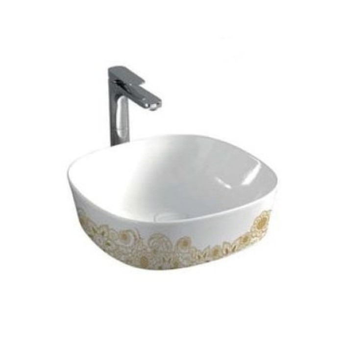 Керамическая раковина 42 см Artceram Ghost, white glossy/gold (GHL001 01;15)