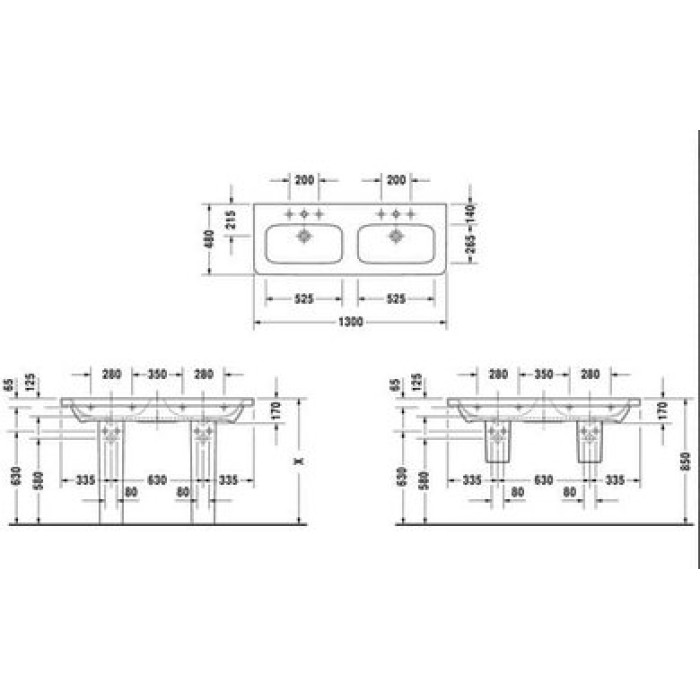 Плитка керамогранит Керамическая раковина 130 см Duravit DuraStyle 2338130000 для пола